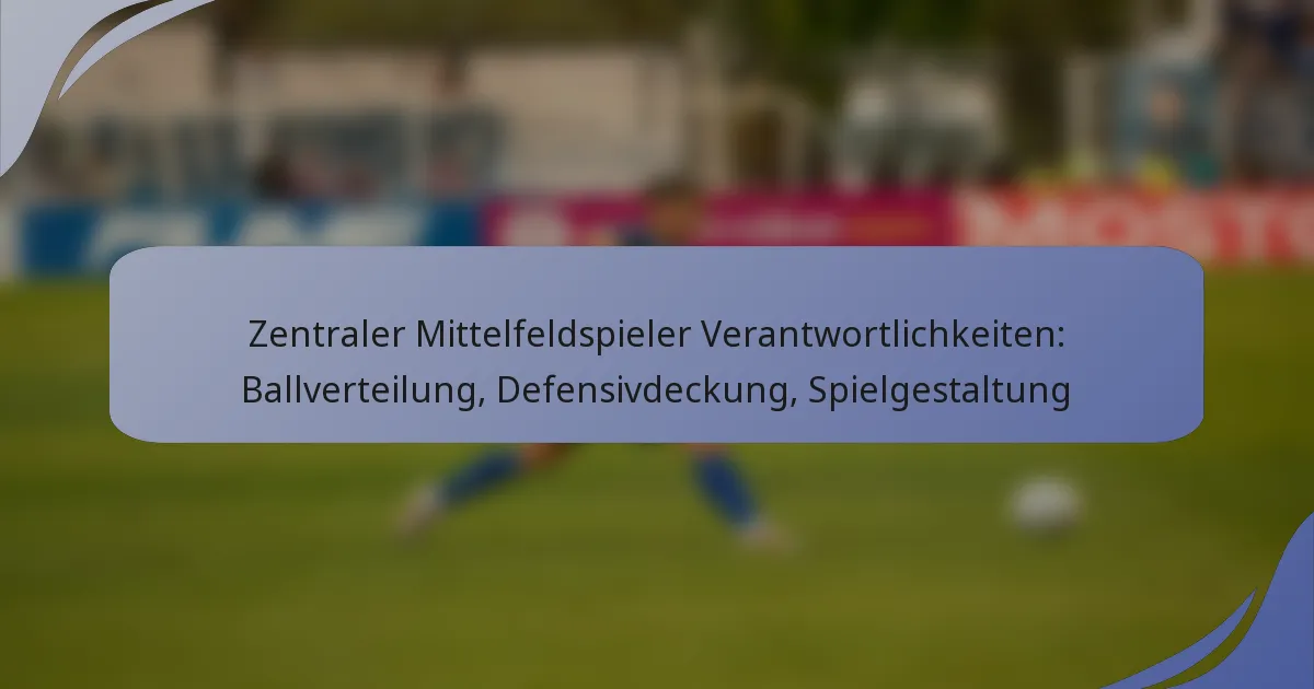 Zentraler Mittelfeldspieler Verantwortlichkeiten: Ballverteilung, Defensivdeckung, Spielgestaltung