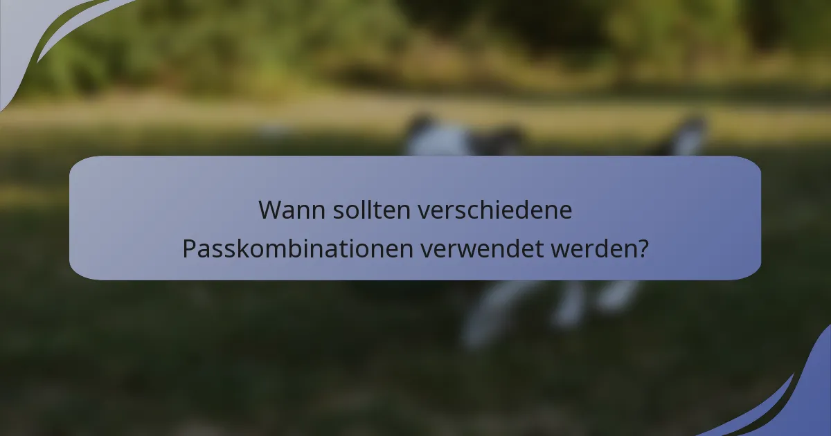 Wann sollten verschiedene Passkombinationen verwendet werden?